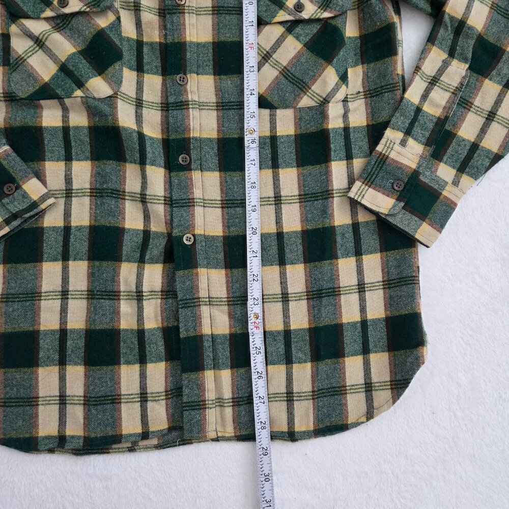 Vtg 90s Green Plaid Flannel Shirt Men's Small Arrow Sportswear Cabincore Grunge - Picture 12 of 15